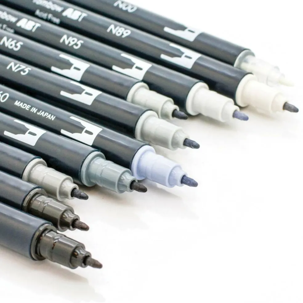 Tombow Grayscale Palette Dual Brush Pen Set