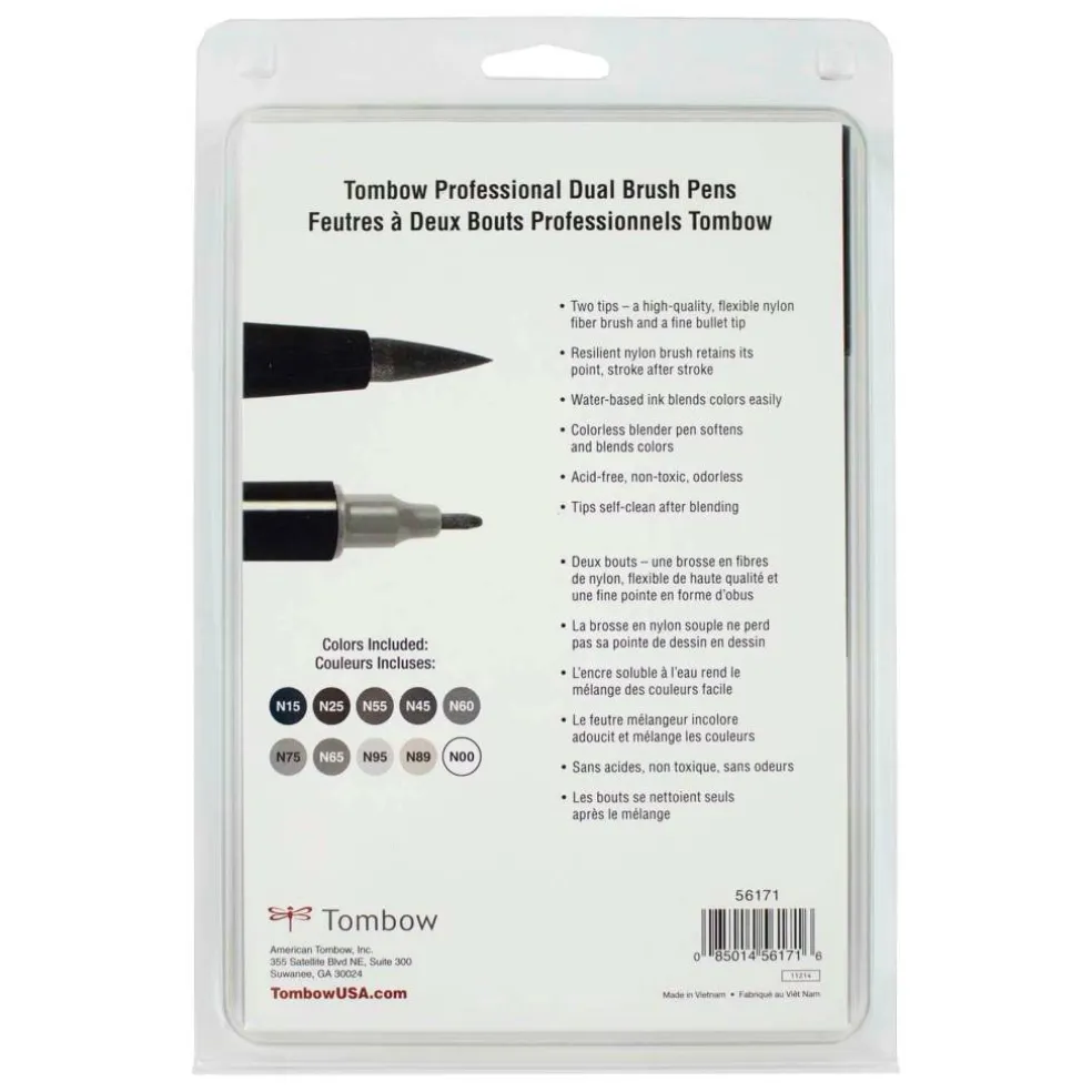 Tombow Grayscale Palette Dual Brush Pen Set
