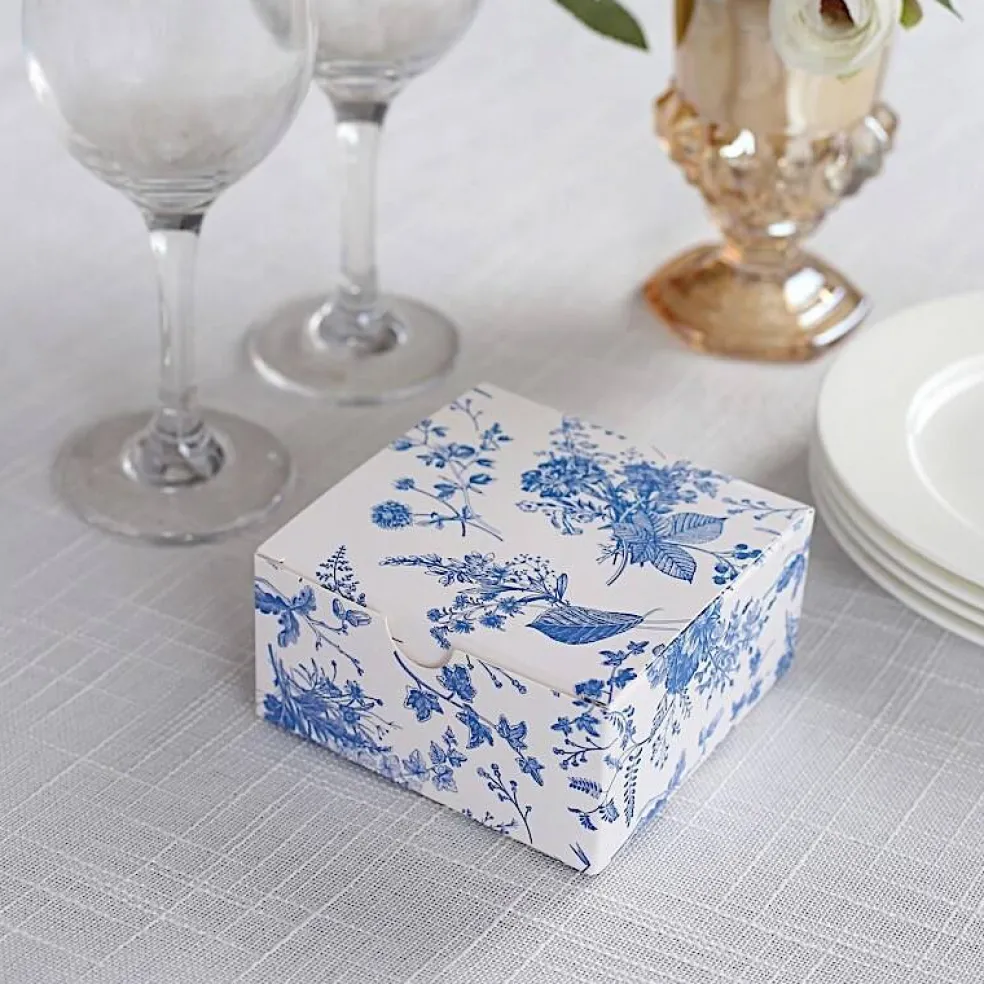 25 Tote Gift 4x4 in BOXES Floral Printed Party Favor Holders