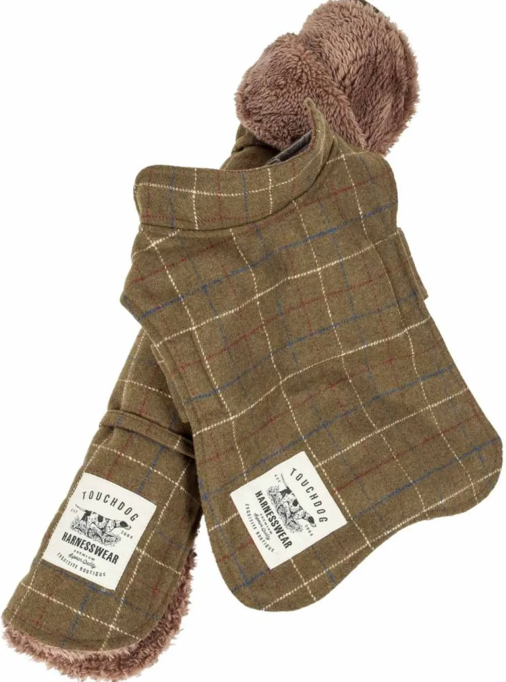 Touchdog 2-In-1 Windowpane Plaided Dog Jacket With Matching Reversible Dog Mat