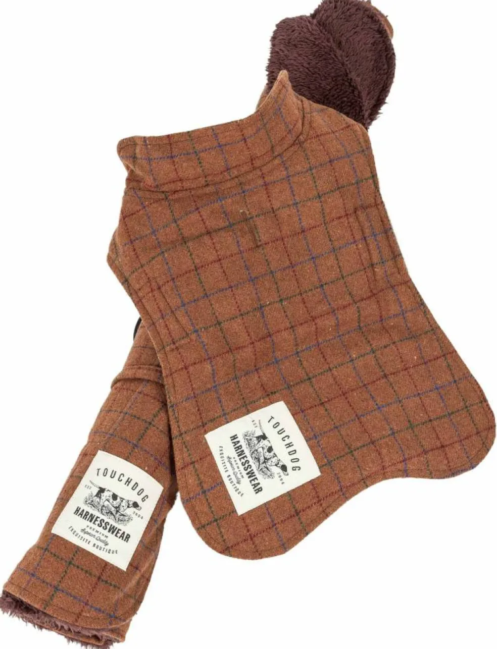 Touchdog 2-In-1 Windowpane Plaided Dog Jacket With Matching Reversible Dog Mat