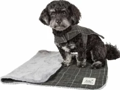 Touchdog 2-In-1 Windowpane Plaided Dog Jacket With Matching Reversible Dog Mat