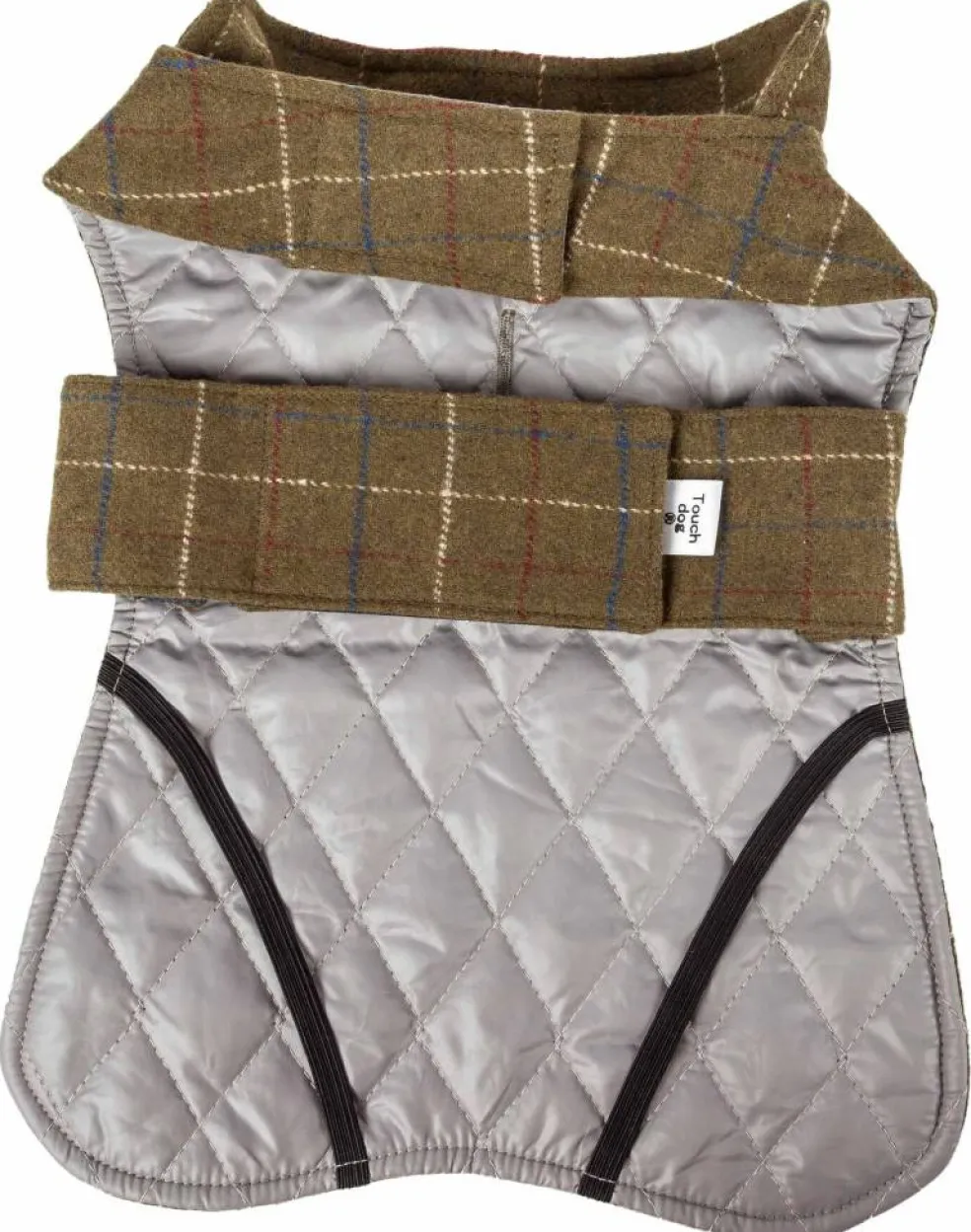 Touchdog 2-In-1 Windowpane Plaided Dog Jacket With Matching Reversible Dog Mat