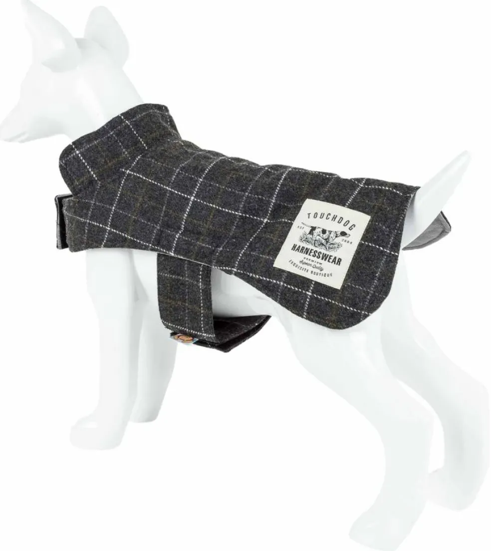 Touchdog 2-In-1 Windowpane Plaided Dog Jacket With Matching Reversible Dog Mat