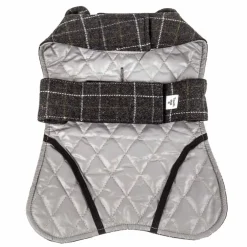 Touchdog 2-In-1 Windowpane Plaided Dog Jacket With Matching Reversible Dog Mat