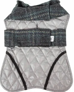 Touchdog 2-In-1 Windowpane Plaided Dog Jacket With Matching Reversible Dog Mat