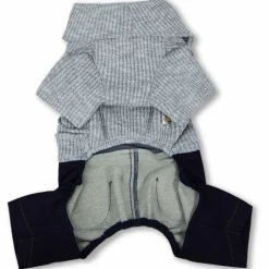 Touchdog - Small - Grey - Vogue Neck-Wrap Sweater and Denim Pant Outfit - 1 Piece