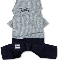 Touchdog - Small - Grey - Vogue Neck-Wrap Sweater and Denim Pant Outfit - 1 Piece