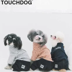 Touchdog - Small - Grey - Vogue Neck-Wrap Sweater and Denim Pant Outfit - 1 Piece