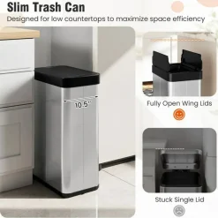 Touchless 16 Gallon Trash Can with Automatic Wing Lids and Anti-Fingerprint Finish