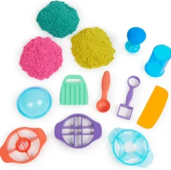 Toy - Kinetic Sand Ultimate Sandisfying Set, 2lb of Pink, Yellow and Teal Play Sand, 10 Molds and Tools, Sensory Toys for Kids Ages 7+
