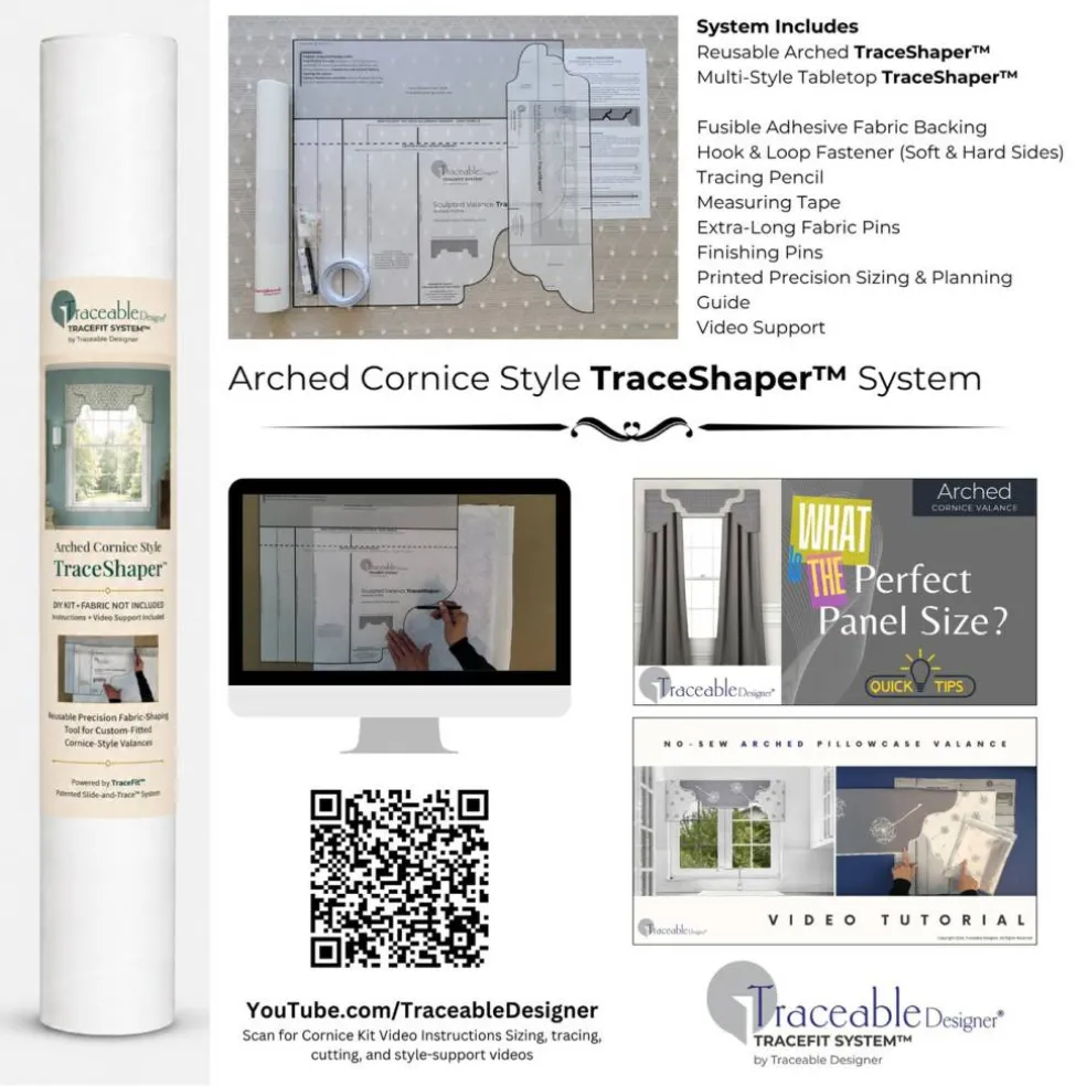 Traceable Designer Arched Cornice Style TraceShaper™ Kit, No-Sew Fabric Shaping Form