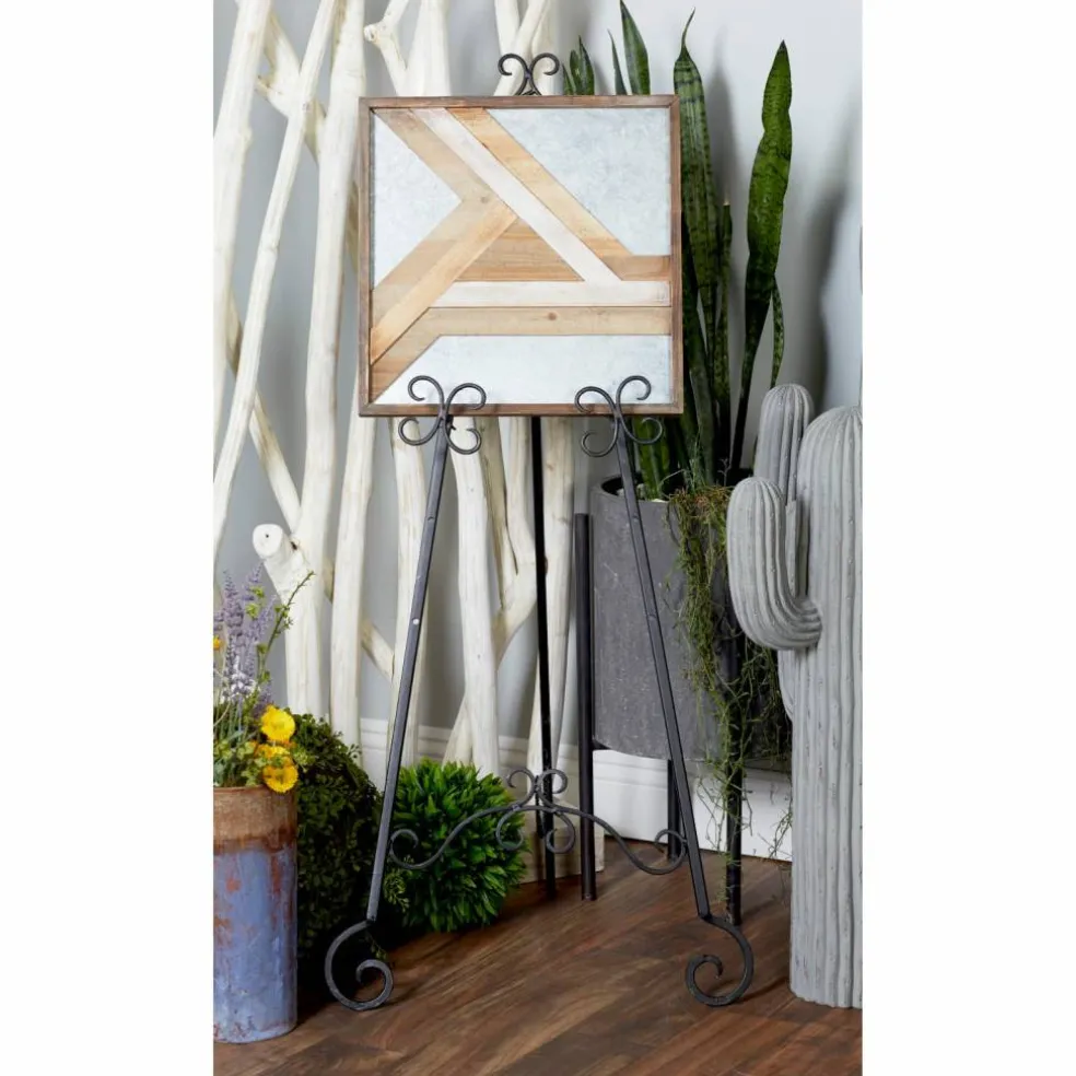 Traditional Black Iron Floor Easel, 46" x 21" x 22"