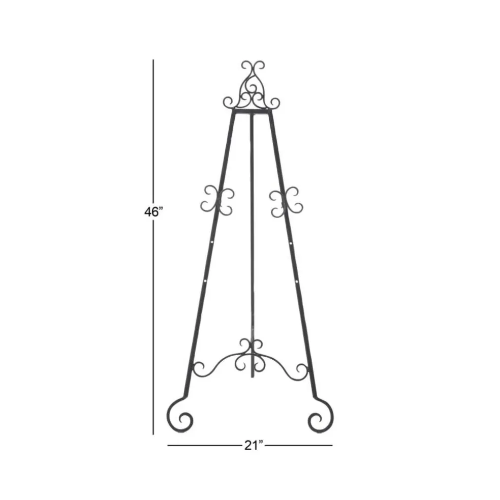 Traditional Black Iron Floor Easel, 46" x 21" x 22"