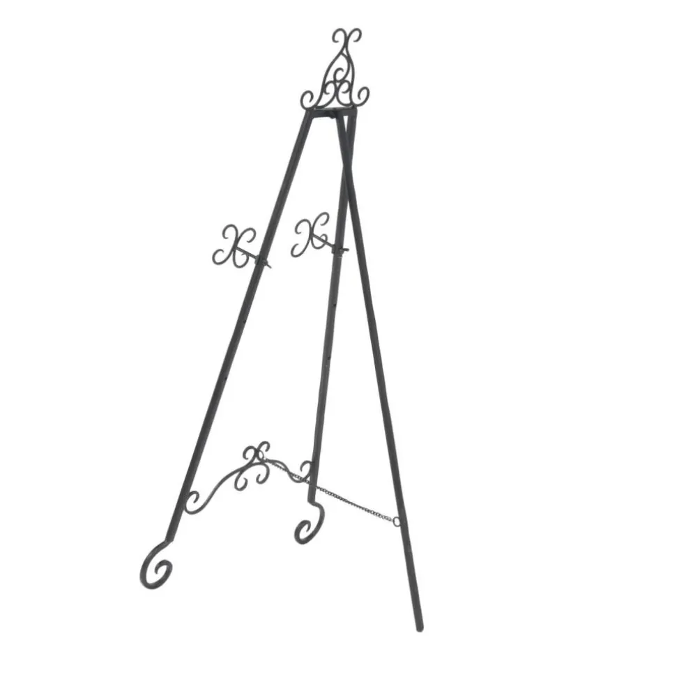 Traditional Black Iron Floor Easel, 46" x 21" x 22"