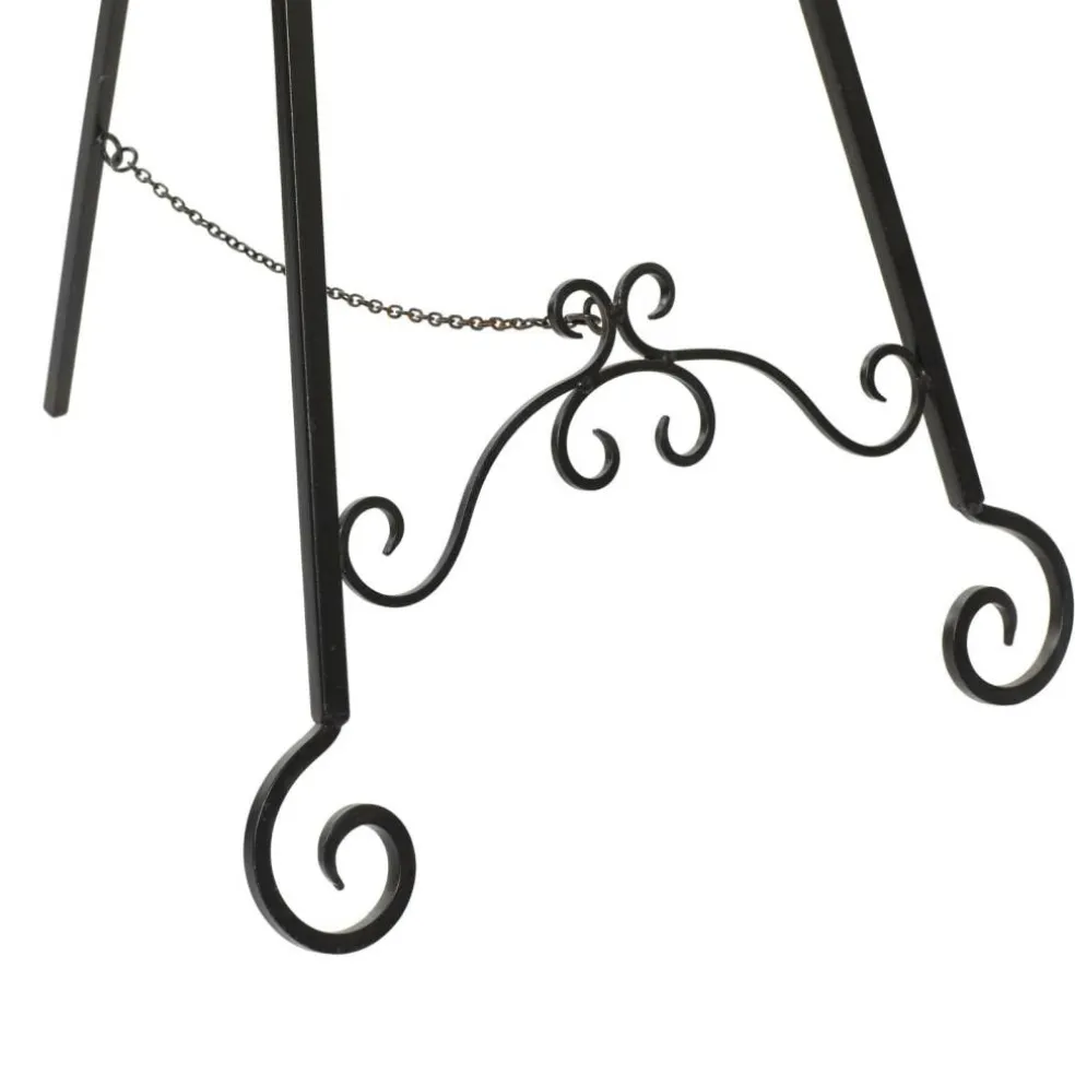 Traditional Black Iron Floor Easel, 46" x 21" x 22"