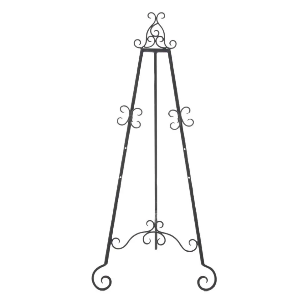 Traditional Black Iron Floor Easel, 46" x 21" x 22"