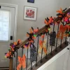 Tree Buddees Halloween Garland with Lights 9 Foot Long Black and Orange Pre-lit LED Mantle Decoration