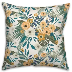 Tropical Floral Square Throw Pillow