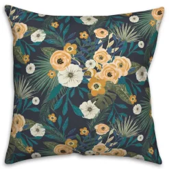 Tropical Floral Square Throw Pillow