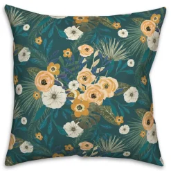 Tropical Floral Square Throw Pillow