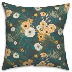 Tropical Floral Square Throw Pillow