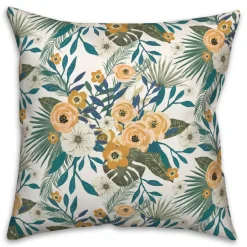 Tropical Floral Square Throw Pillow