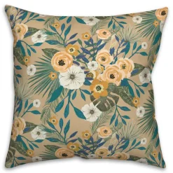 Tropical Floral Square Throw Pillow
