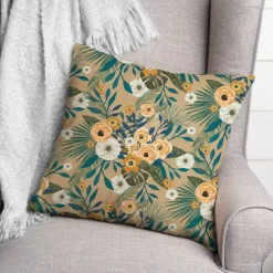Tropical Floral Square Throw Pillow