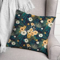 Tropical Floral Square Throw Pillow
