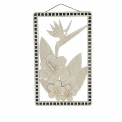 15.5" Tropical Flowers DIY Plywood Plaque with Mirror Frame by Make Market®
