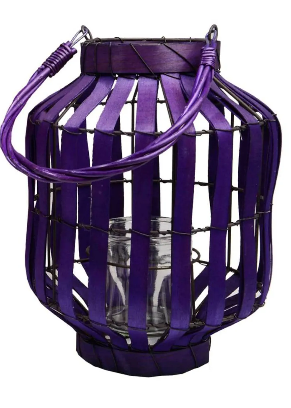 20" Tropicalia Tiki Bar Votive Candle Holder Lantern, Deep Purple