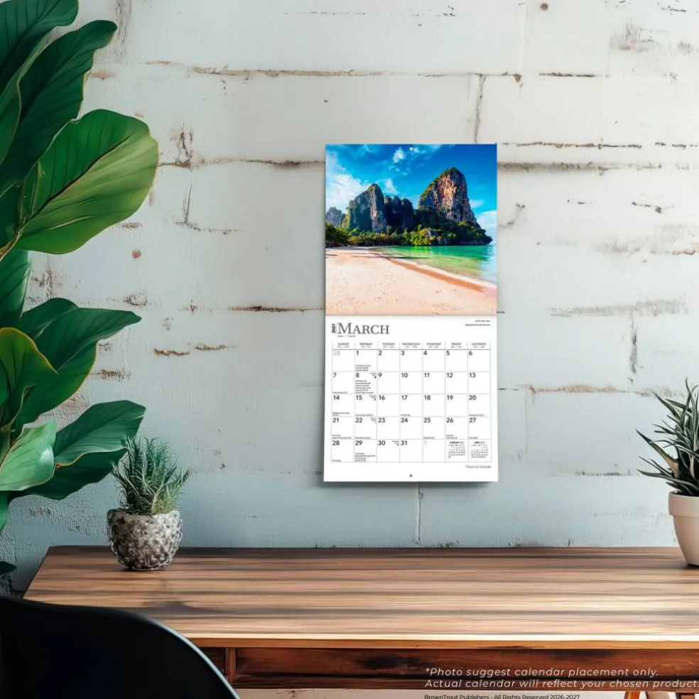 Tropical Islands | 2027 7 x 14 Inch (Hanging) Monthly Mini Wall Calendar