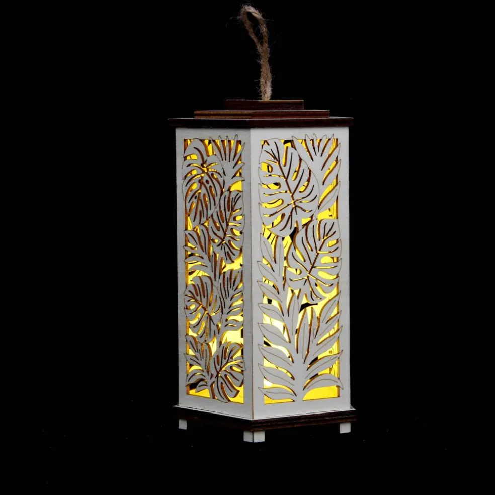 8" Tropical Leaves DIY LED Plywood Lantern Décor by Make Market®