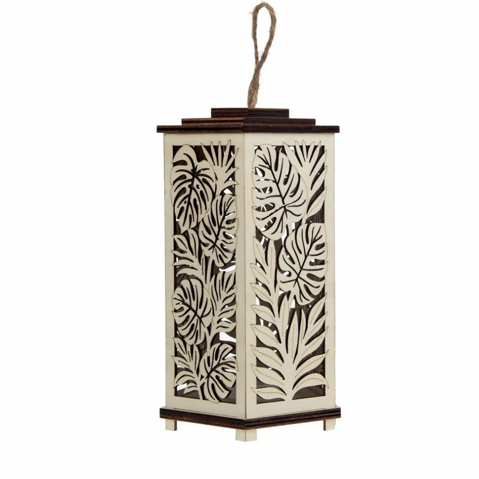 8" Tropical Leaves DIY LED Plywood Lantern Décor by Make Market®