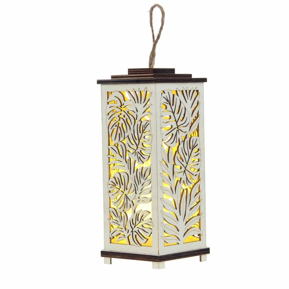 8" Tropical Leaves DIY LED Plywood Lantern Décor by Make Market®