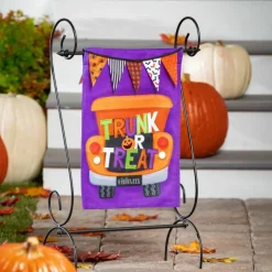 Trunk or Treat Halloween Garden Flag 2 Sided Burlap