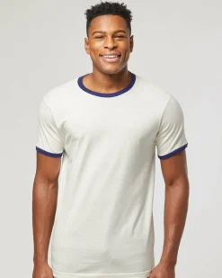 Tultex Fine Jersey Ringer Crewneck Short Sleeve T Shirt Free Shipping