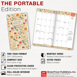Tuscan Delight | 2027-2028 3.5 x 6.5 Inch Two Year Monthly Pocket Planner Calendar | Foil Stamped Cover