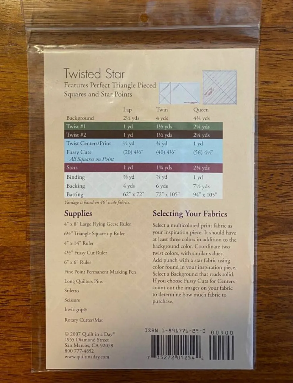 Twisted Star: Eleanor Burns Signature Quilt Pattern 735272012542
