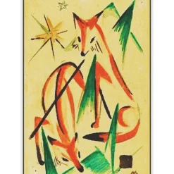 Two Foxes Sketch by Expressionist Artist Franz Marc Counted Cross Stitch Pattern