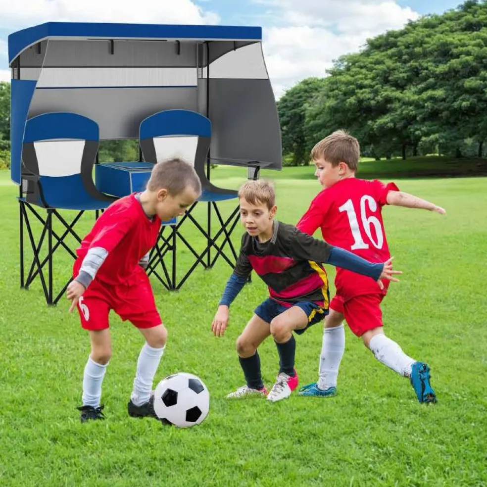 Two-Person Beach Chair with Canopy and 3-Side Shade Curtains Adjustable