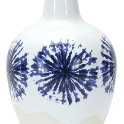 11" Two-Tone Tie Dye Design Ceramic Vase