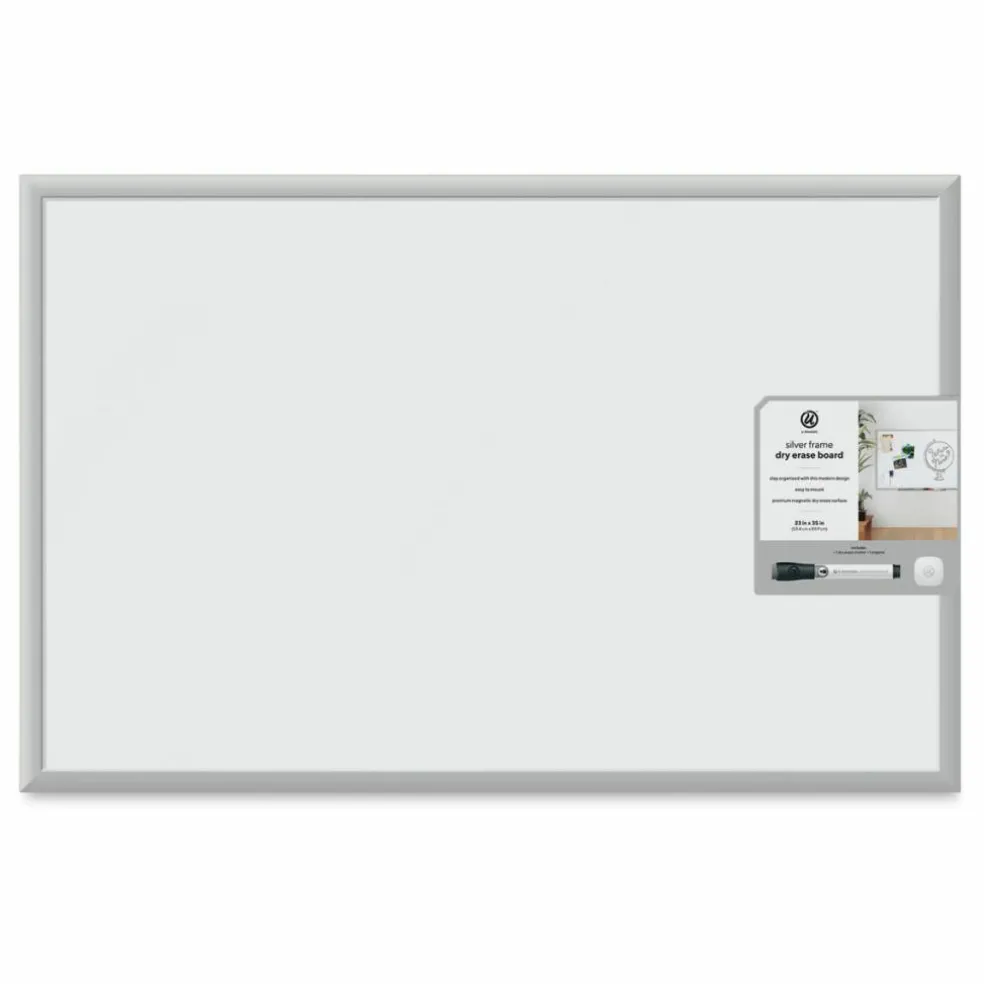 U Brands Silver Frame Magnetic White Board - 23" x 35"