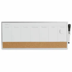 U Brands Silver Frame Weekly Calendar White Board - Single Week