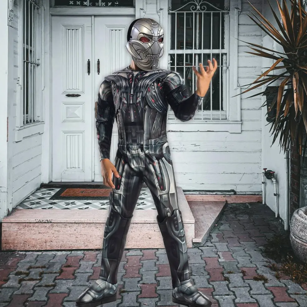 Ultron Deluxe Costume for Boys Mechanical Jumpsuit With Mask and Boot Tops