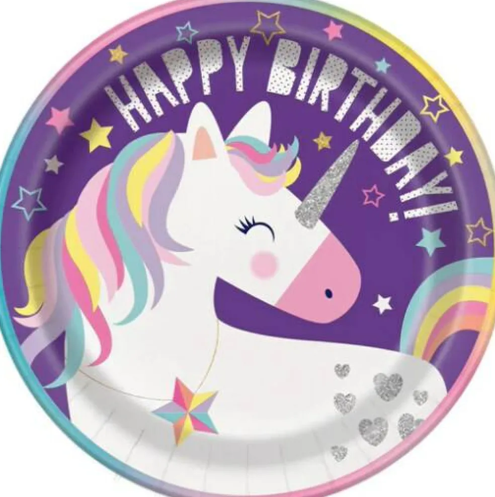 Unicorn Party 7" Plates - 8 Plates
