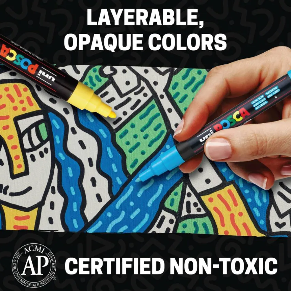 uni® POSCA PC-5M 1.8-2.5mm Reversible Medium Tip 48 Color Water-Based Paint Markers