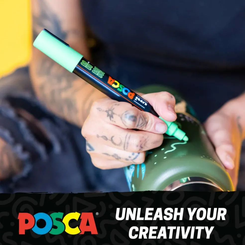 uni® POSCA PC-5M 1.8-25mm Reversible Medium Tip 24 Color Water-Based Paint Markers