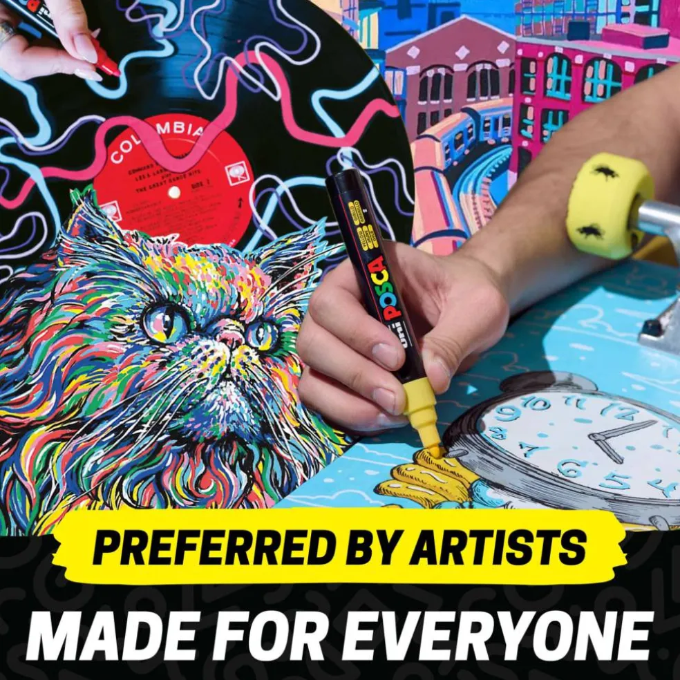 uni® POSCA PC-5M 1.8-25mm Reversible Medium Tip 24 Color Water-Based Paint Markers